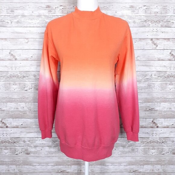 bp Tops - BP Womens Sweatshirt XS Mockneck Orange Pink Ombre 311A